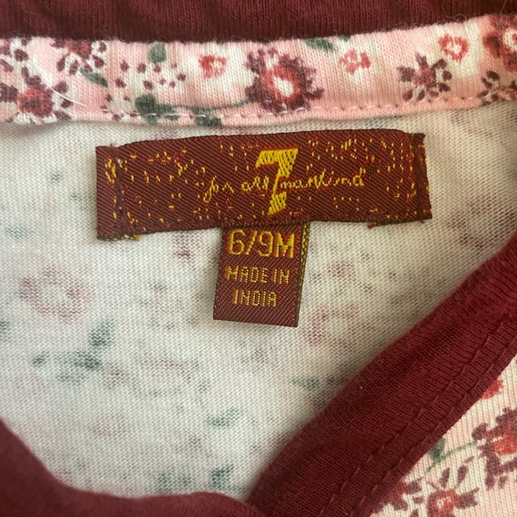 7 For All Mankind Long Sleeve Flower Romper 6-9m - Picture 6 of 7